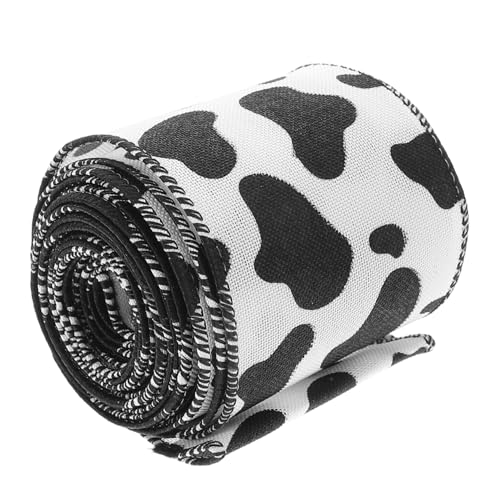 FRCOLOR 1 Rolle Kuhband dekoratives Band mit Tiermotiv Geschenkband mit Tiermotiv Ripsband mit Animal-Print Band mit Tiermuster Band mit Drahtkante und Animal-Print Kuhdruckband Polyester von FRCOLOR