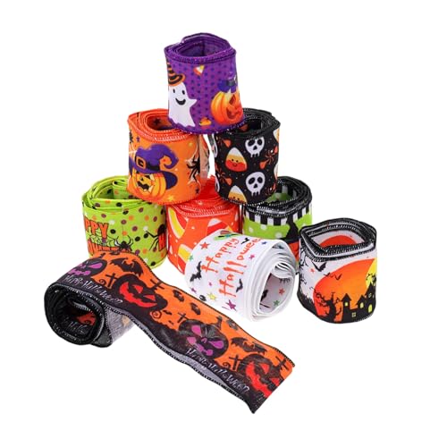 FRCOLOR 1 Satz Halloween-band Verdrahtetes Band Cartoon-band Fleck Girlande Schneidbares Geschenkband Weihnachtsband Schleife Bänder Handgefertigtes Geschenkband Polyester 9 Rollen von FRCOLOR