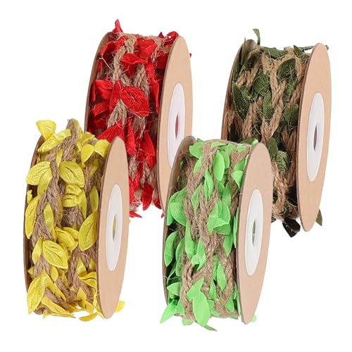 FRCOLOR 1 Satz Simulation Verlässt Hanfseil Hängend Girlande Jute-blatt-band Türhaken Schnur Zum Basteln Leaves Decoration Packseil- Blumenstrauß Verpackungsmaterial Stoff 4rollen von FRCOLOR