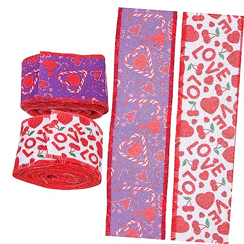 FRCOLOR 1 Satz Valentinstag Band Dekoratives Band Bänder Zum Basteln Einseitig Spitze Drahtband Zum Valentinstag Grenze Valentinsband Rosa Schleife Sackleinen Doppelt Polyester 2 Rollen von FRCOLOR