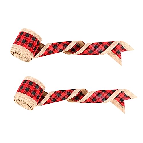 FRCOLOR 1 Satz Weihnachtsband Seidenband Ribbon Bandfeile Xmas Decoration Seidenbänder Kuhglocken Bänder Zum Verpacken Handwerkliche Dekoration Plaid Verdrahtete Bänder Eisendraht 2 Rollen von FRCOLOR