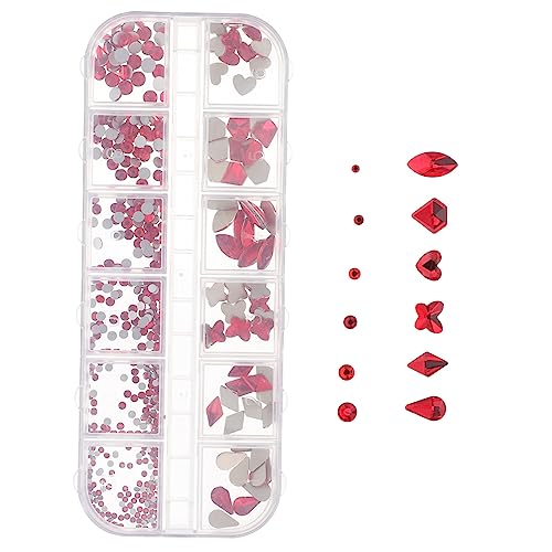 FRCOLOR 1 Schachtel Nail-Art-Zubehör Strasssteine ​​für Nägel Diamant-Nagelfeilen DIY zubehör für nagel nail decoration nail glitter einzigartiges Nageldekor Nagel Edelsteine Harz rot von FRCOLOR