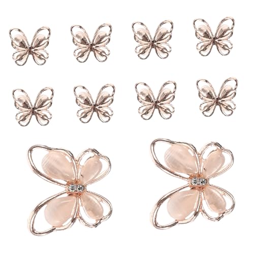 FRCOLOR 10St Nagel-Schmetterlings-Ornamente Nagelschmuck und Charms Maniküre DIY Patch Schleife Nagel Charme Mini- Bausatz 3D-Nagelkunst-Charme Nail-Art-Accessoire Legierung Rose Gold von FRCOLOR