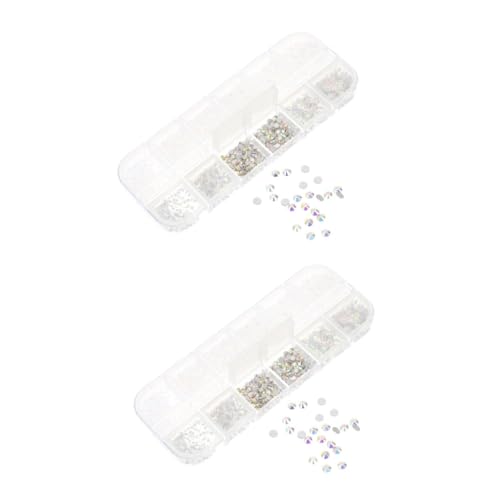 FRCOLOR 2 Kisten Flacher nägel zu hause machen rhinestones Nagelkunst Zubehör Nageldekoration Set glitzersteinchen Nagelbogen funkeln Die Nailart- Maniküre-Dekore Glas von FRCOLOR