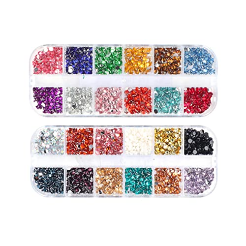 FRCOLOR 2 Kisten Nagelfarbe Diamantschmuck Nagelaufkleber Funkeln Palette Abziehbilder Edelsteine Nagel Pailletten Reize Nägel Maniküre-verzierung Abs Pediküre Perlen Colorful Harz von FRCOLOR