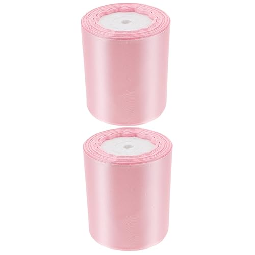 FRCOLOR 2 Rollen 10cm Band ribbon bandfeile ziehschleifenband Dekorationsband tischdeko esstisch Klammer Geschenkbänder Blumenverpackungsbänder DIY Kopfschmuckband Banddekor Polyester Rosa von FRCOLOR