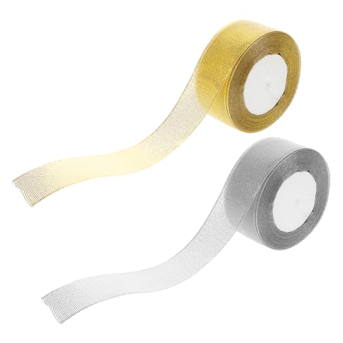 FRCOLOR 2 Rollen Glitzer- Und Silberzwiebelband Wickelband Goldenes Weihnachtsband Weihnachtsbaumband Aus Seide Bogenmacher Schleifenmacher Hochzeitsband Partyband Diy-bastelband Polyester von FRCOLOR