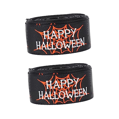 FRCOLOR 2 Rollen Halloween-Band Dekore Geschenkkorbband Wickelband halloween basteln halloween costume geschenkband DIY handwerk machen band Bogenmaterial selber machen Polyester Black von FRCOLOR