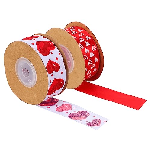 FRCOLOR 2 Rollen Herz-Blumenstrauß-Band Bänder für die Brautdusche valentine bänder dekor seidenband ribbon unimate Dichtungsband geschenkband exquisites Wickelband Geschenkverpackungsband von FRCOLOR