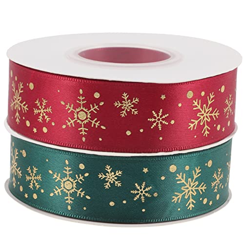 FRCOLOR 2 Rollen Weihnachtsband ribbon weihnachts band weihnachts deke christmas decorations dekobänder Weihnachtsgeschenkband Bänder für Bänder Dekorationen Partybänder Polyester von FRCOLOR