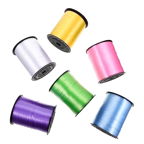 FRCOLOR 2 Sätze Ballonband Goldrand Sackleinen Metallisches Glitzerband Buntes Band Ballonpumpe Band Zum Verpacken Chiffonband Dekoratives Band Blaues Band Girlande Bänder Pvc 6 Rollen * 2 von FRCOLOR