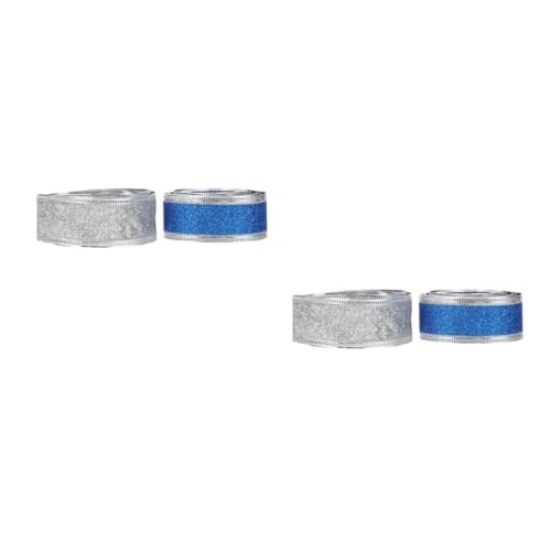 FRCOLOR 2 Sätze Glitzer-gurtband Doppelt Dekorationen Blaues Weihnachtsband Blaues Glitzerband Grünes Samtband Geschenkband Ribbon Diy Schleifenband Partybänder Polyester 2 Rollen * 2 von FRCOLOR