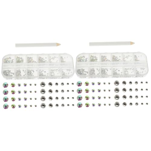 FRCOLOR 2 Sätze Gürtel Nail Strass-Kit Schermaschinen Edelsteine Nagellack strasssteine für nägel nail decoration für Nägel Make-up-Strasssteine ​​für die Augen Glas von FRCOLOR