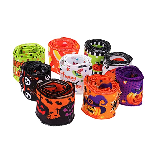 FRCOLOR 2 Sätze Halloween-band Geschenkband Halloween Ribbon Dekoration Party Geschenkbandrolle Schleife Fleck Multifunktions-geschenkband Wickelband Aus Polyester Eisendraht 9 Rollen * 2 von FRCOLOR