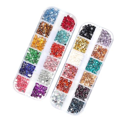 FRCOLOR 2 Sätze Nagelfarbe Diamantschmuck Nageldekorationen Für Nagelkunst Palette Bausatz Maniküre-verzierung Aufkleber Pediküre Heimwerken Nagelkunstzubehör Abs Harz Colorful 2 Boxen * 2 von FRCOLOR