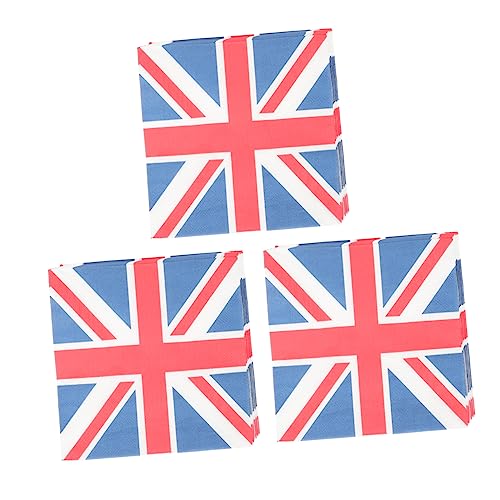 FRCOLOR 2 Stück 3 Union Jack-Gewebe Party Partei dekorative Serviette Dekorationen England-Flagge-Serviette Union Jack-Seidenpapier Serviette mit britischer Flagge dekoratives Seidenpapier von FRCOLOR