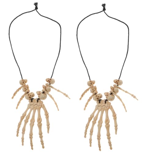 FRCOLOR 2 Stück Vintage Halloween Halskette mit Schädel und Knochenanhänger Verstellbare Kette aus Leichtem Harz für Halloween Dekoration und Schaurige Outfits FRCOLOR 2 Stück Vintage Halloween Halskette mit Schädel und Knochenanhänger Verstellbare Kette aus Leichtem Harz für Halloween Dekoration und Schaurige Outfits von FRCOLOR