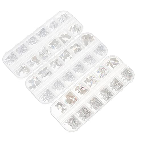 FRCOLOR 3 Kisten Nagelsticker Diamantschmuck Reize Nagel Strasssteine ​​und Charms Strass Für Nägel Hotfix Maniküre-strasssteine Diy Nail Art Dekoration Strass-knöpfe Streifen Glasbohrer von FRCOLOR