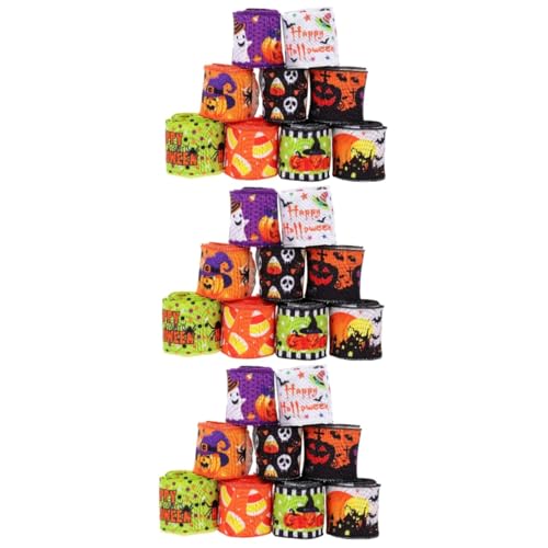 FRCOLOR 3 Sätze Halloween-band Drahtband Für Kränze Schwarzes Band Cartoon-band Schleife Geschenkband Halloween Ribbon Tragbares Verpackungsband Festival-accessoires Polyester 9 Rollen * 3 von FRCOLOR