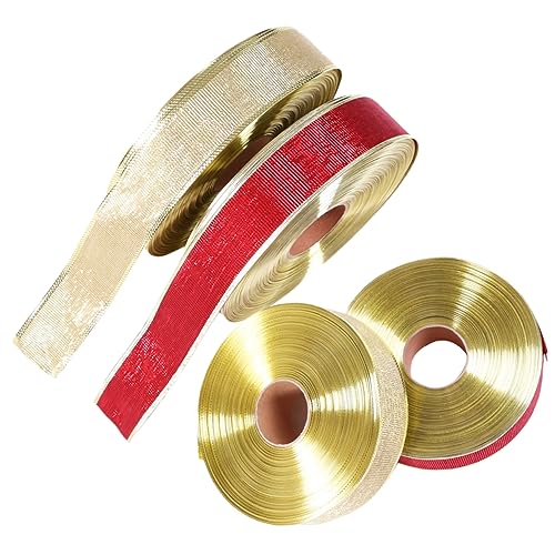 FRCOLOR 4 Rollen Geschenkverpackungsband DIY Basteldeko glitzerndes Weihnachtsband christmas tree ornaments wrihnachtsbaumschmuck Geschenkband zum Verpacken von Geschenken Wickelband Stoff von FRCOLOR