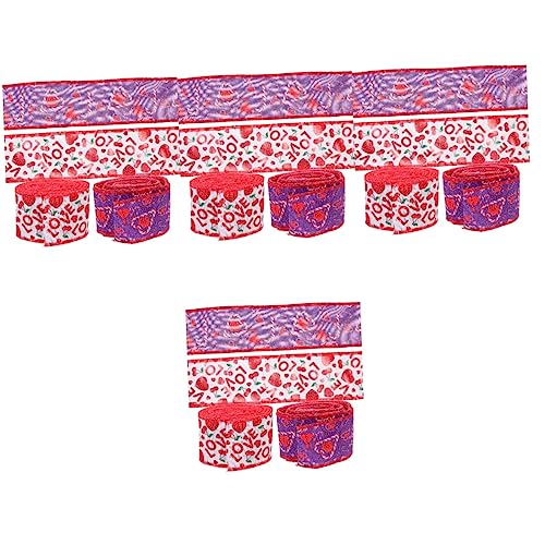 FRCOLOR 4 Sätze Valentinstag Band Valentinsbänder Zum Basteln Draht Sackleinen Einseitig Geschenkband Geschenkeband Partygeschenke Valentinstag Verpackungsband Polyester 2 Rollen * 4 von FRCOLOR