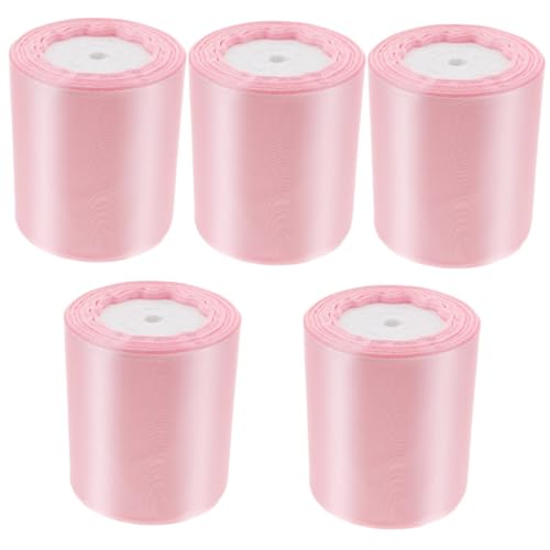 FRCOLOR 5 Rollen 10cm Band Klammer Exquisites Geschenkband Dekoratives Band Multifunktionsbänder Dekoratives Geschenkband Diy Kopfschmuckband Blumenverpackungsbänder Rosa Polyester von FRCOLOR