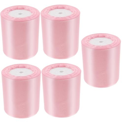 FRCOLOR 5 Rollen 10cm Band Klammer Schleife Geschenkbandverzierung Dekorative Bänder Exquisites Geschenkband Banddekor Diy Kopfschmuckband Blumenstrauß Liefert Rosa Polyester von FRCOLOR