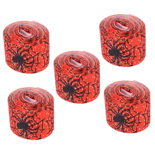 FRCOLOR 5 Rollen Halloween-Dekorationsband Wickelband Band für Schachteln funkeln Tür halloween dekoration halloween decor geschenkband DIY Bastelbänder Band DIY Dekorationen Polyester rot von FRCOLOR