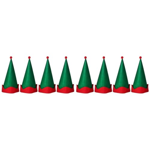 FRCOLOR 8 Stück Weihnachtselfenmütze Aus Filz Rot Und Grün Weihnachtsmann-Elfenmütze Weihnachts-Elfenkostüm Kopfbedeckung Weihnachtsparty-Hüte Weihnachtsfeiertag Partykostüm Gastgeschenke von FRCOLOR