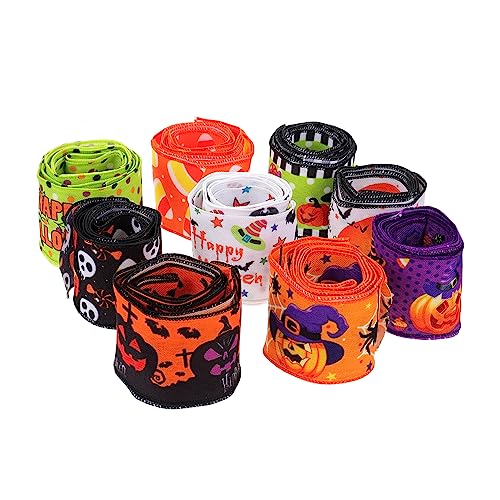 FRCOLOR 9 Rollen Halloween-band Handgefertigtes Geschenkband Stuhldekorationen Halloween Präsentiert Bänder Praktisches Geschenkband Kranz Schleife Band Festival-wickelband Polyester von FRCOLOR