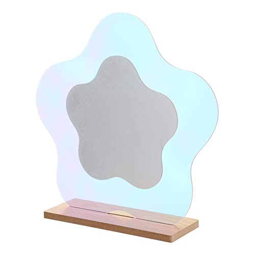 FRCOLOR Außer irdische Spiegel faltbar Spiegel mit Licht Tischplatte Abdeckung selbst rasierspiegel Vanity Mirror kommoden Schminkspiegel für Mädchen unregelmäßiger Spiegel Holz Colorful von FRCOLOR