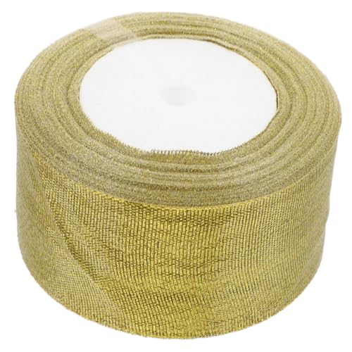 FRCOLOR Band Weißes Band Bastel Glitzer Jacquardband Goldschnur Bandgirlande Glitzernde Bänder Hochzeitsband Dünnes Goldband Metallic Glitzerbänder Polyester Golden von FRCOLOR