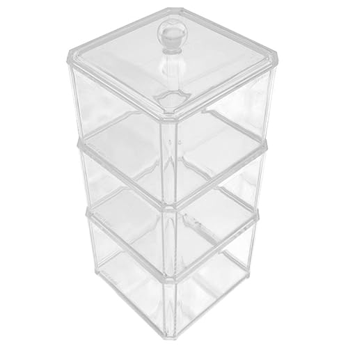 FRCOLOR Dreilagige Schmuckschatulle Klarer Make-up-organizer Erstklassiger Ohrringhalter Halter Für Wattestäbchen Zahnstocherhalter Schmuckständer Kammhalter Kommode Acryl Transparent von FRCOLOR