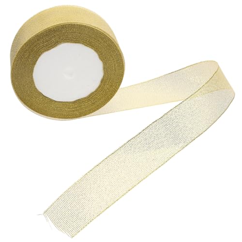 FRCOLOR Glitzer Band Metallband Spitzenband Schleifengirlande Diy-bänder Zierband Flaches Glitzerband Jacquardband Hochzeitsband Herbstband Dekoratives Band Pastellband Golden Polyester von FRCOLOR