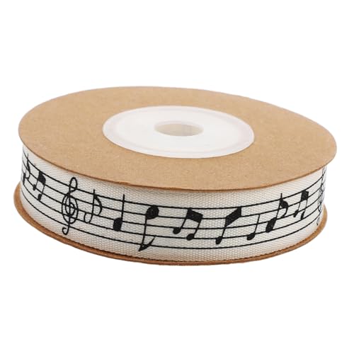 FRCOLOR Musiknotenband Geschenkband Musik DIY Bastelband Noten Dekoband Hochzeitsband Noten künstliche Dekorationen Bagger Dekorationen Scrapbook-Band Haarschleifenband Baumwolle Beige von FRCOLOR