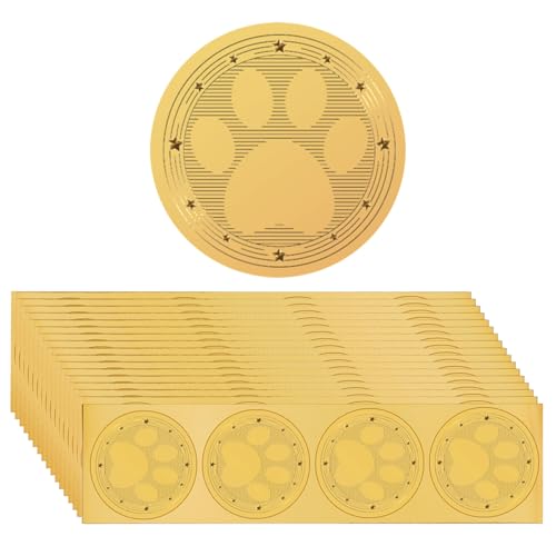 FREEBLOSS 100 Stück 2'' Goldfolienaufkleber Für Briefumschläge Siegelaufkleber Mit Pfotenmuster Geprägte Folie Zertifikatsiegel Goldene Hochzeits Scrapbook Aufkleber Goldene Aufkleber Für Umschläge von FREEBLOSS