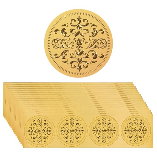 FREEBLOSS 100 Stück Geprägte Zertifikatssiegel Aus Goldfolie Goldfolienaufkleber Für Zertifikate Blumenmuster Goldene Umschlagsiegel Selbstklebender Aufkleber Für Erfolge Und Auszeichnungen 5cm von FREEBLOSS