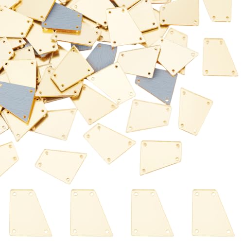 FREEBLOSS 100 Stück Spiegelperlen Strass Goldene Trapezförmige Spiegelperlen Spiegelstücke Zum Aufnähen Silberne Spiegel Strasssteine Mix Aus Unregelmäßigen Acrylspiegeln Lose Perlen von FREEBLOSS