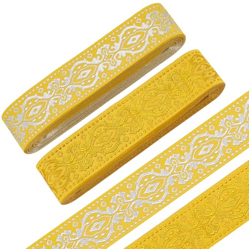 FREEBLOSS 14 m Jacquardbandbesatz Sticknähband Bestickter Besatz Jacquard Polyesterbänder 3.3cm Breiter Stickbesatz Für Heimwerker Näharbeiten Gewebtes Band Nähband Für Heimwerkerarbeiten von FREEBLOSS