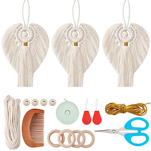 FREEBLOSS 3 Set DIY Makramee Engel Kit Engel Hängende Ornament Boho Makramee Wandbehang Dekor Makramee DIY Kit Geschenk für Mutter Mädchen von FREEBLOSS