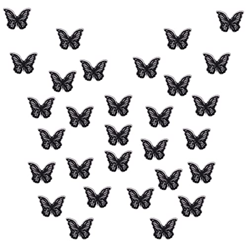 FREEBLOSS 30 Stück Schwarze Stickerei Nähen Schmetterling Patch Schmetterling Organza Patches Spitze Schmetterling Applikationen für Hochzeit Brautkleid Nähen Handwerk von FREEBLOSS