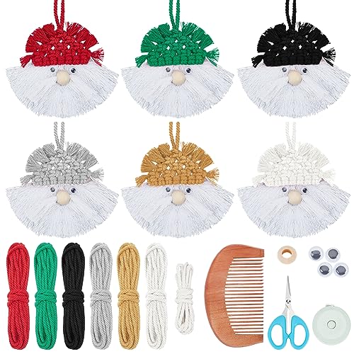 FREEBLOSS 6 Set DIY Makramee Set Makramee Puppe Anfänger Weihnachtsmann Stylin Makramee Starter Set für Erwachsene Weihnachten Macrame Hanging für Weihnachtsbaum von FREEBLOSS