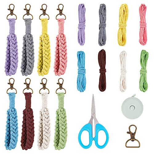 FREEBLOSS 8 Set DIY Makramee Boho Schlüsselanhänger Armband Kit Handgemachte Boho Wristlet Keychain Makramee Schlüssel Wristlet Schlüsselanhänger Halter Handgelenk Lanyard für Frauen von FREEBLOSS