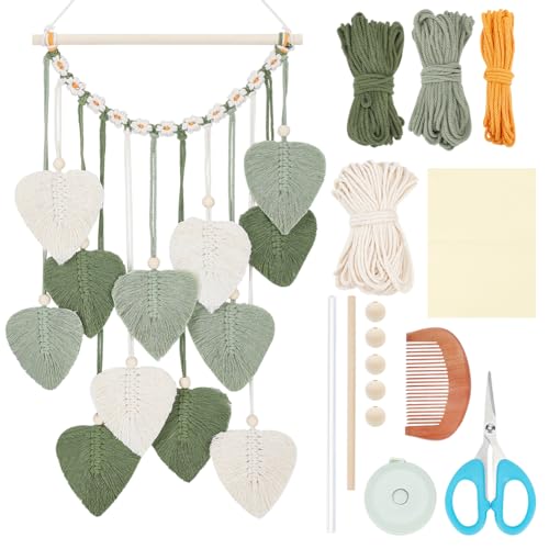 FREEBLOSS DIY Makramee Wandbehang Blätter Kit Boho Wandbehang Makramee Wandteppich DIY Makramee Wandkunst Für Anfänger Makramee Wandbehang Kit Für Raumdekoration Erwachsene Geschenk von FREEBLOSS