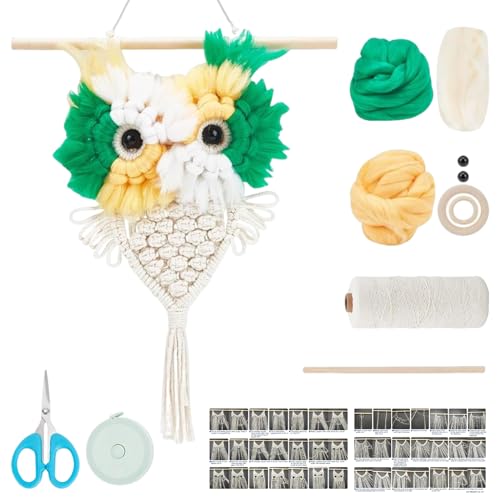 FREEBLOSS Makramee Eule Kit Makramee Wandbehang Kit Makramee Wanddekoration Makramee Anfänger Kit mit Anleitung Makramee Boho Dekoration für Wohnzimmer Schlafzimmer St. Patrick's Day von FREEBLOSS