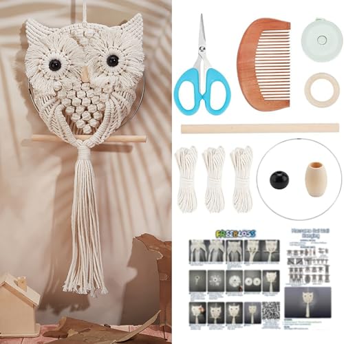 FREEBLOSS Makramee Eule Kit für Anfänger Makramee Wandbehang Kit DIY Makramee-Kit mit Anleitung Makramee hängende Dekoration für Erwachsene Geschenk von FREEBLOSS