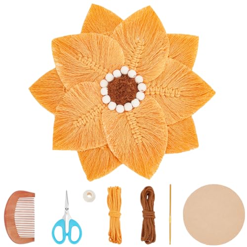 FREEBLOSS Makramee Sonnenblume Wandbehang DIY Makramee-Set für Anfänger Makramee hängende Ornamente für Erwachsene Makramee-Set für Raumdekoration Geschenk von FREEBLOSS