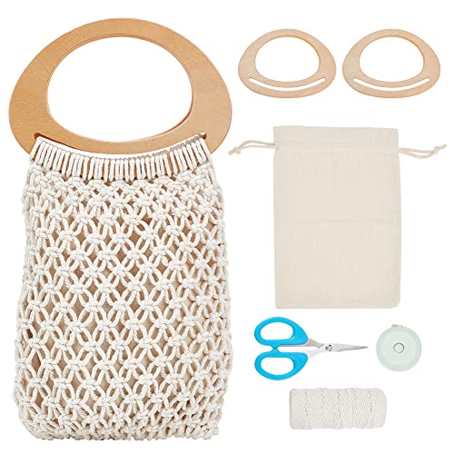 FREEBLOSS Makramee Tasche Kit für Anfänger Holzgriff Handgewebte Tasche für Frauen Boho Makramee Geldbörse Makramee Kit für Erwachsene Anfänger von FREEBLOSS