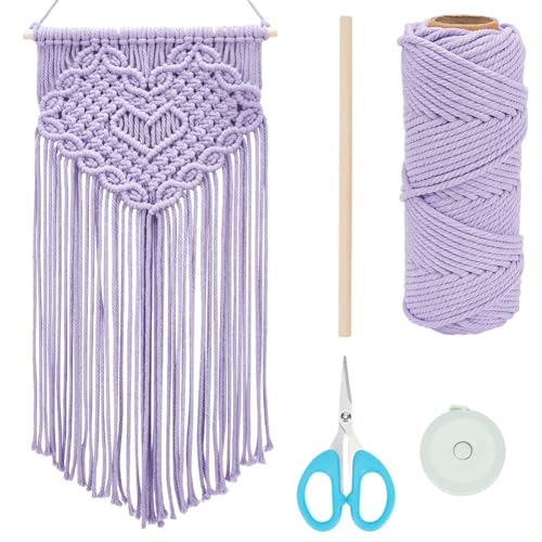 FREEBLOSS Makramee Wandbehang Set Makramee Wanddeko Macrame Wandhänger Makramee Wandteppich Herzdesign Macrame Wall Hanging Boho Decor für Anfänger Schlafzimmer von FREEBLOSS