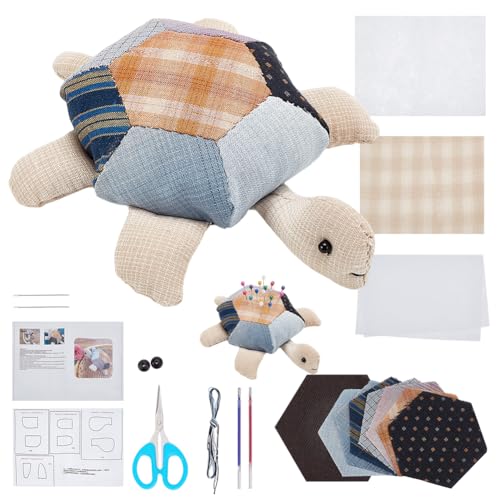 FREEBLOSS Patchwork Nadelkissen Set Mit Schildkröten Motiv DIY Patchwork Set Patchwork Nähset Handgefertigtes Patchwork Nadelkissen DIY Nadelkissen Mit Näh Und Bastelstoff Nähset Für Anfänger von FREEBLOSS